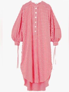 Lee Mathews Red and White Striped Dress